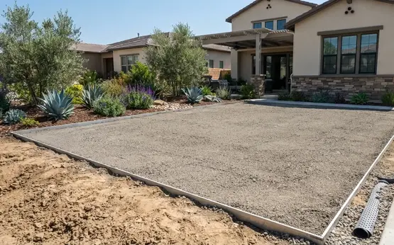 Artificial turf drainage engineering system designed for Inland Empire clay soil conditions