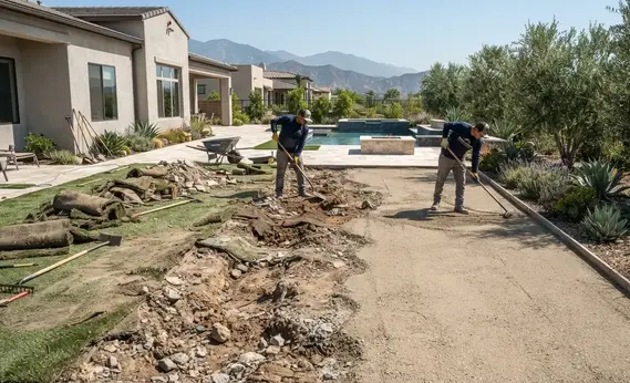 Existing artificial turf removed to expose a failed drainage and sub-base system before professional replacement