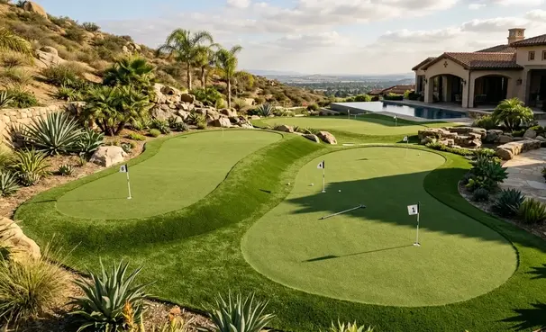 Engineered contour design showing slopes and breaks in backyard putting green