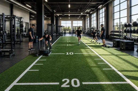 Professional gym turf installation inside a fitness facility in the Inland Empire