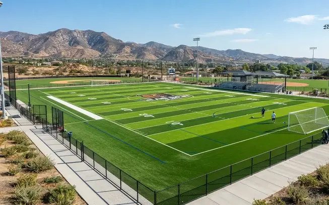 Professionally installed artificial sports turf athletic field in the Inland Empire