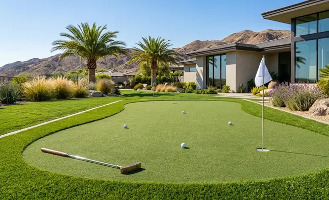 Luxury backyard putting green engineered for consistent green speed and precision ball roll