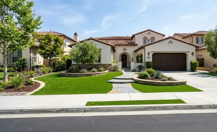 HOA approved artificial turf front yard installation in the Inland Empire
