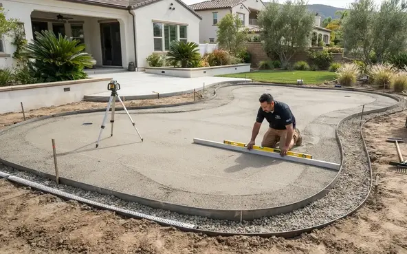 Close-up of precision grading and contour shaping for a putting green base