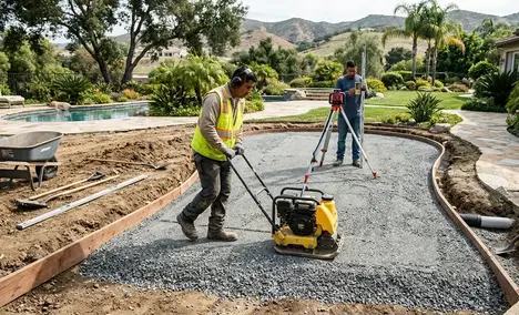 Engineered backyard putting green base construction with precision grading