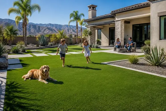 Pet-friendly artificial turf installation designed for dogs in Inland Empire backyard