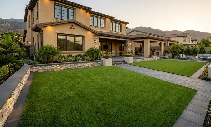 Premium artificial turf installation with professional grading and drainage
