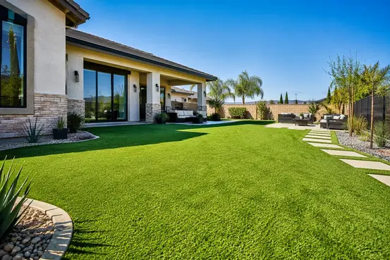 Residential artificial turf installation at Inland Empire home